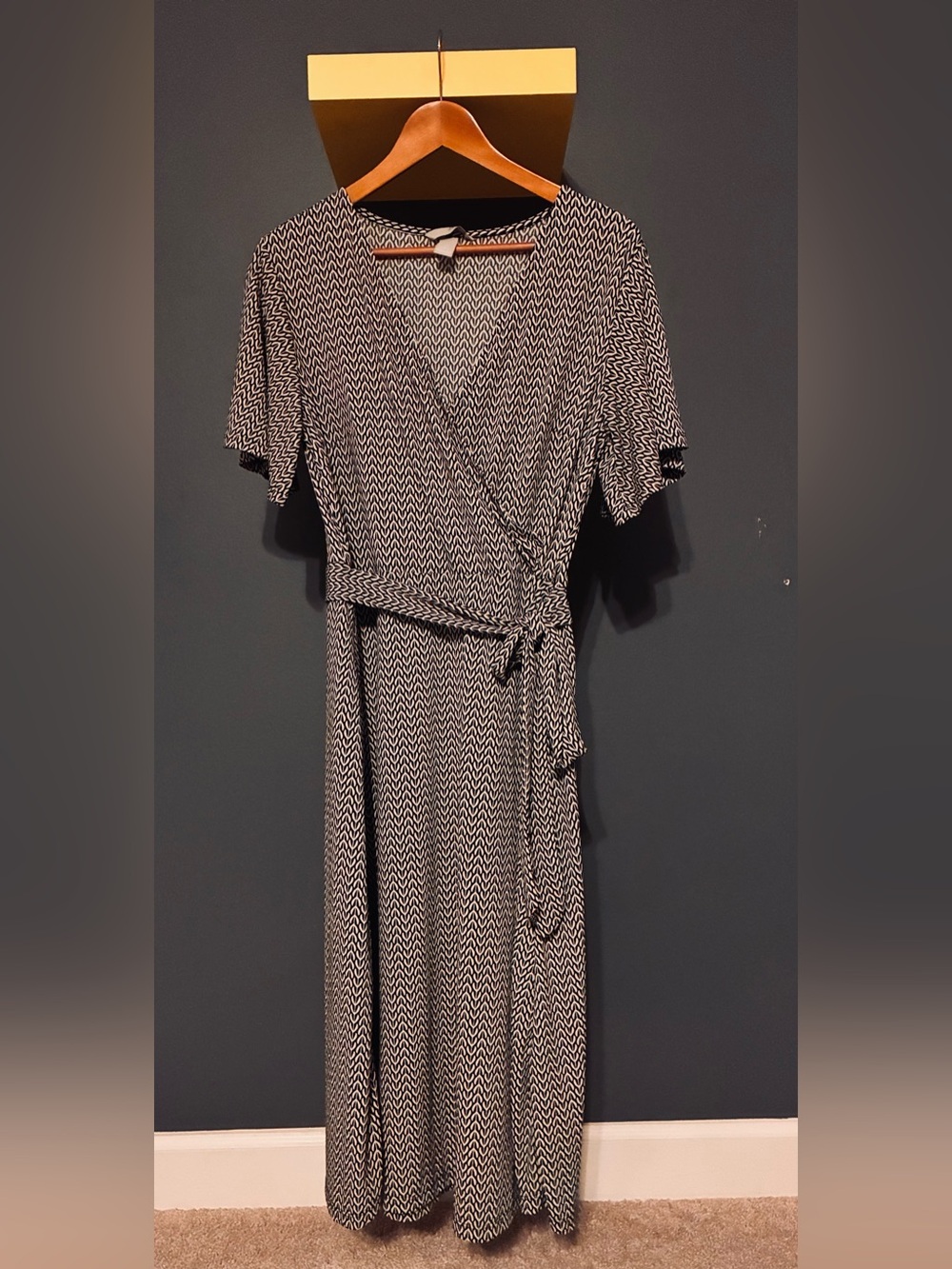 H&M Black and White Patterned Wrap Dress